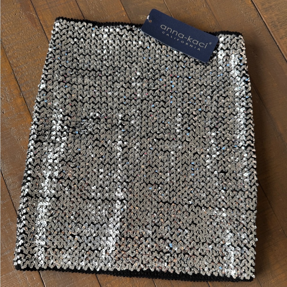 Anna-Kaci Silver Sequin Mini Skirt